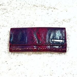 Kenneth Cole Reaction snake print faux leather wallet pink purple